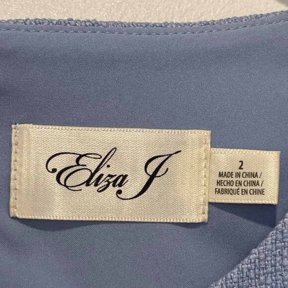 NWOT Eliza J Sleeveless Blue Sheath Dress Sz 2 fringe zipperback, sleeveless NEW - Picture 3 of 8